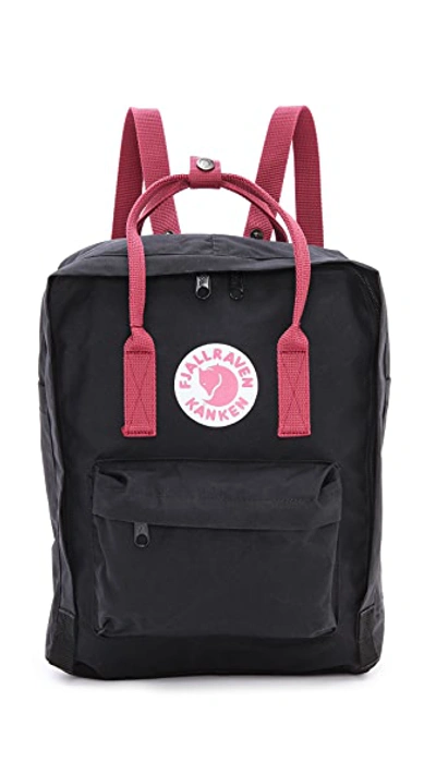 Fjall Raven Kånken Water Resistant Backpack In Black/ox Red