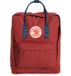 Fjall Raven Kånken Water Resistant Backpack In Ox Red-royal Blue
