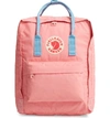 Fjall Raven Kanken Water Resistant Backpack In Pink/ Air Blue