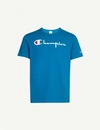 Champion Logo-embroidered Cotton-jersey T-shirt In Blue