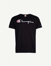 Champion Logo-embroidered Cotton-jersey T-shirt In Black