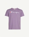 Champion Logo-embroidered Cotton-jersey T-shirt In Purple