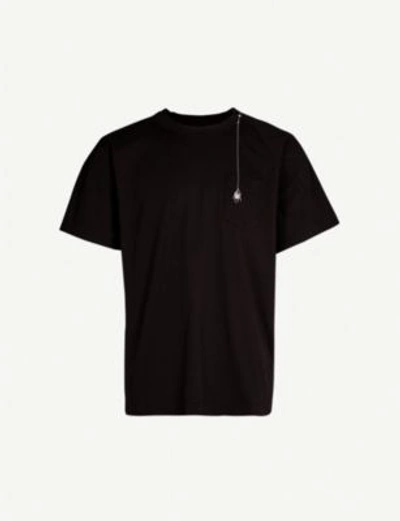 Sacai X Dr. Woo Embroidered Cotton-jersey T-shirt In Black