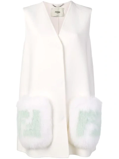 Fendi Fur trimmed Gilet In White ModeSens