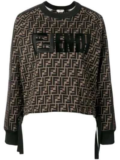 Fendi Classic Logo Sweater In Brown