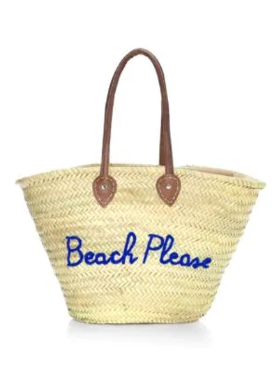 Poolside Women's Large Woven Straw Beach Tote In Blue