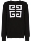 Givenchy Distressed Intarsia Cotton Sweater In Black