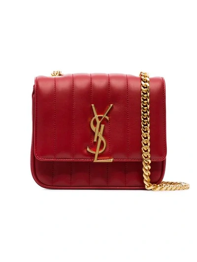 Saint Laurent Red Vicky Quilted Leather Clutch Bag