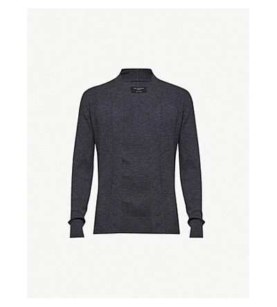 Allsaints Mode Open-front Wool Cardigan In Iron Blue Marl