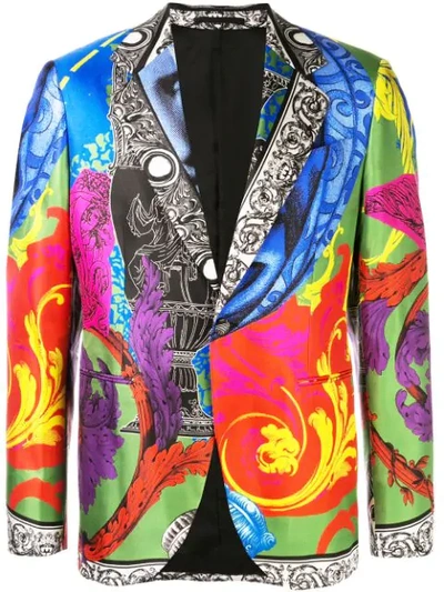 Versace Magna Grecia Print Blazer In Multicolour