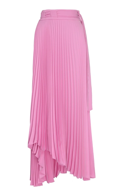 A.w.a.k.e. Pleated Asymmetric Midi Skirt In Pink