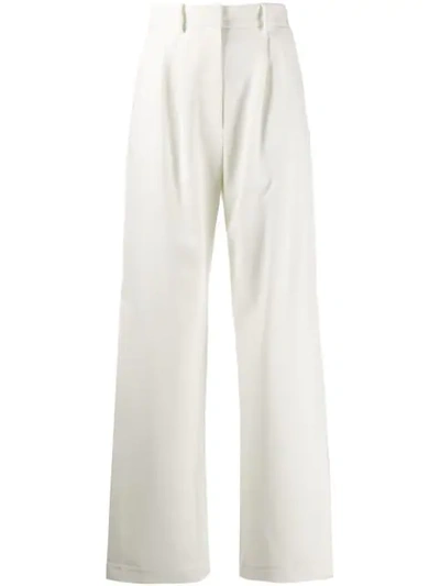 A.w.a.k.e. High-rise Crepe Straight-leg Crepe Trousers In White