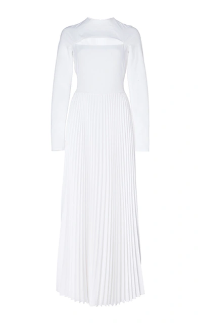 A.w.a.k.e. Cutout Plissé Maxi Dress In White