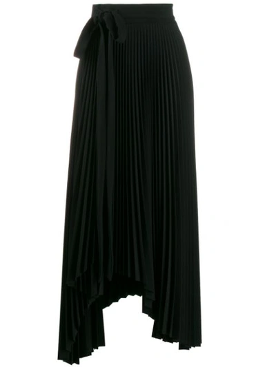 A.w.a.k.e. Asymmetric Plissé Midi Skirt In Black