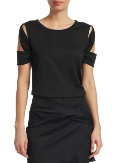 Helmut Lang Cutout Cotton-blend Tee In Black