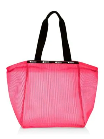 Lesportsac Janis Neon Transparent Tote In Pink