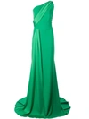 Alex Perry Hollis-one Shoulder Satin Crepe Gown In Red