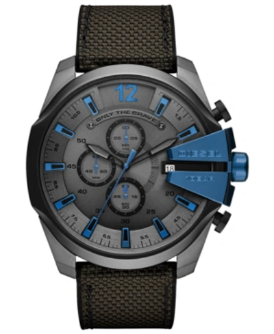 Diesel Men's Chronograph Mega Chief Gray Nylon Strap Watch 51mm In Black