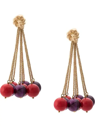 Aurelie Bidermann Ball Charm Earrings In Red