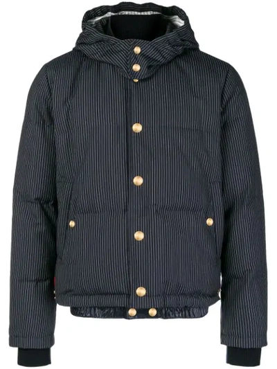 Thom Browne Narrow Pinstripe Down Bomber Jacket In Blue