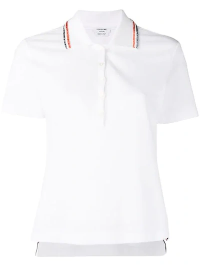 Thom Browne Bead Embroidery Relaxed Piqué Polo In White