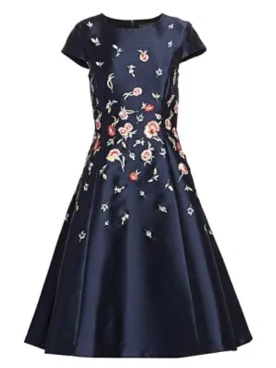 Ahluwalia Leigh Floral Cocktail Dress In Midnight