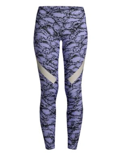 Adidas By Stella Mccartney Alpha Skin Printed Tights In Joy Purple