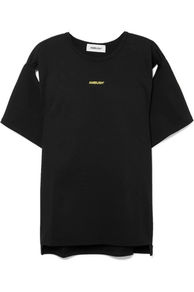 Ambush Cutout Printed Cotton-jersey T-shirt In Black