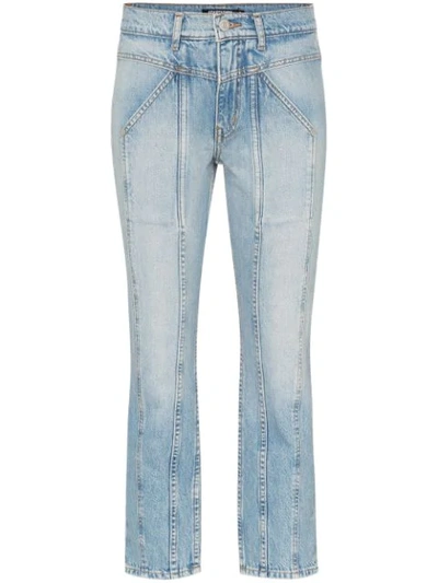 Adaptation Rider Cropped Paneled High-rise Skinny Jeans In Blue