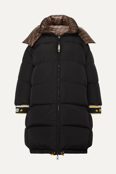 Fendi Reversible Printed Quilted Shell Down Jacket In Black
