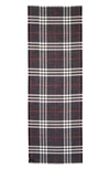 Burberry Giant Check Print Wool & Silk Scarf In Navy