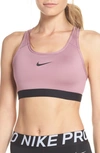 Nike 'pro Classic' Dri-fit Padded Sports Bra In Plum Dust/ Black/ Black