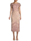 Js Collections Boatneck Embroidered Midi Dress In Pink Sand