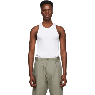 Helmut Lang Logo-embroidered Cotton-jersey Tank Top In White