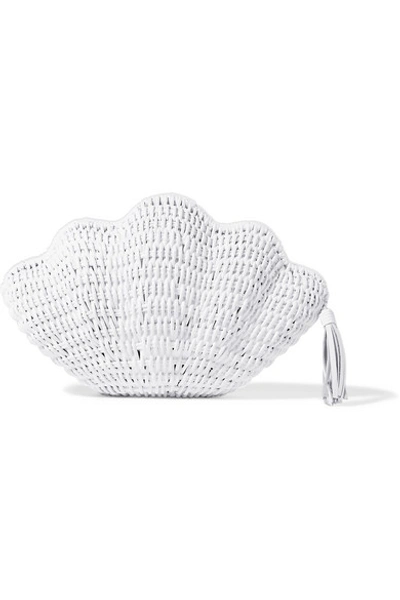 Kayu Jane Wicker Shell Clutch In White