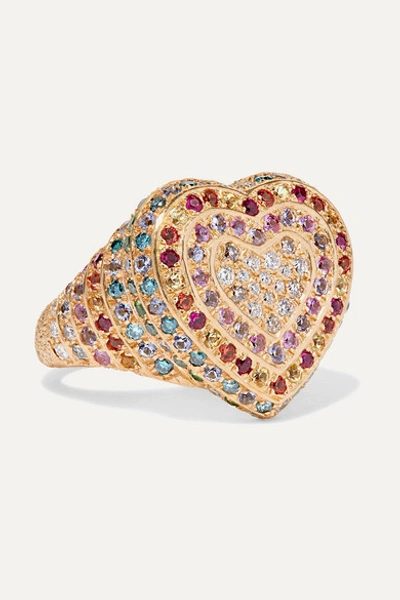 Carolina Bucci Heart 18-karat Gold Multi-stone Ring