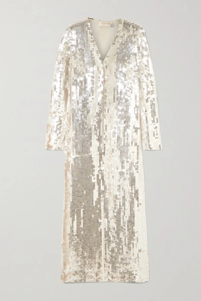 Temperley London Sequined Tulle Robe In Silver