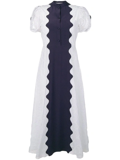 Valentino Paneled Broderie Anglaise Cotton-blend And Silk-crepe Midi Dress In White