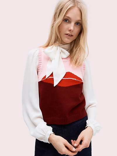 Kate Spade Lips Sweater Vest In Rhubarb Jam Multi