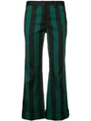 N°21 Striped Kick-flare Crepe Trousers In Dark Green