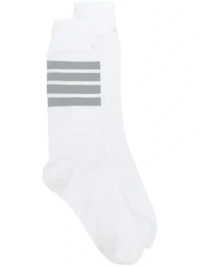 Thom Browne 4-bar Mid-calf Socks In White
