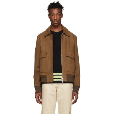 Acne Studios Short Leather Jacket Cognac Brown | ModeSens 