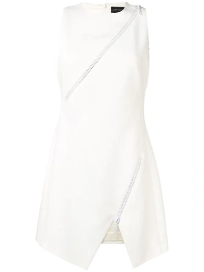 David Koma Zip-embellished Crepe Dress In White