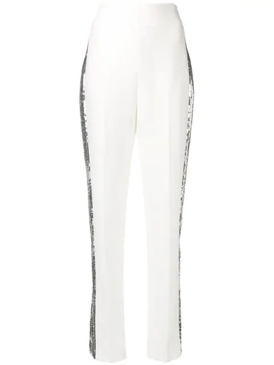 David Koma Sequinned Trim Trousers In White