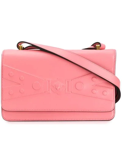 Versace Tribute Embossed Leather Crossbody Bag - Pink