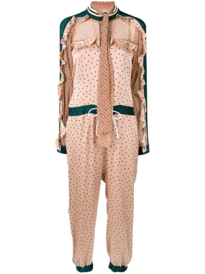 Sacai Track Style Jumpsuit In Neutrals