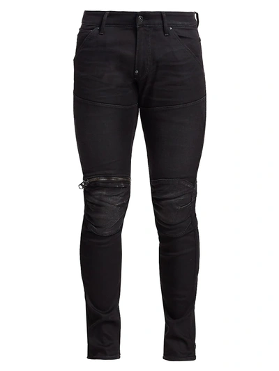 G-star Raw 5620 3d Zip Knee Slim Fit Jeans In Rinsed Black
