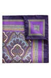 Eton Men's Silk Paisley Pocket Square, Purple