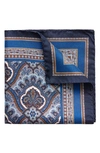 Eton Paisley Silk Pocket Square In Blue