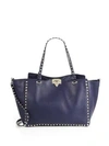 Valentino Garavani Medium Rockstud Leather Tote In Marine